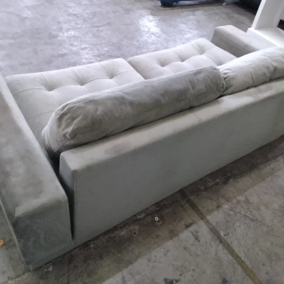 QUALITY DESIGNER LOW 2 SEATER SOFA - GREY FABRIC 
