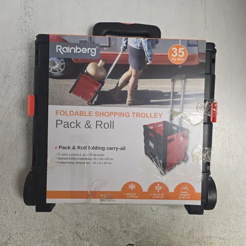 RAINBERG FOLDABLE SHOPPING TROLLEY PACK & ROLL – 35 KG MAX CAPACITY