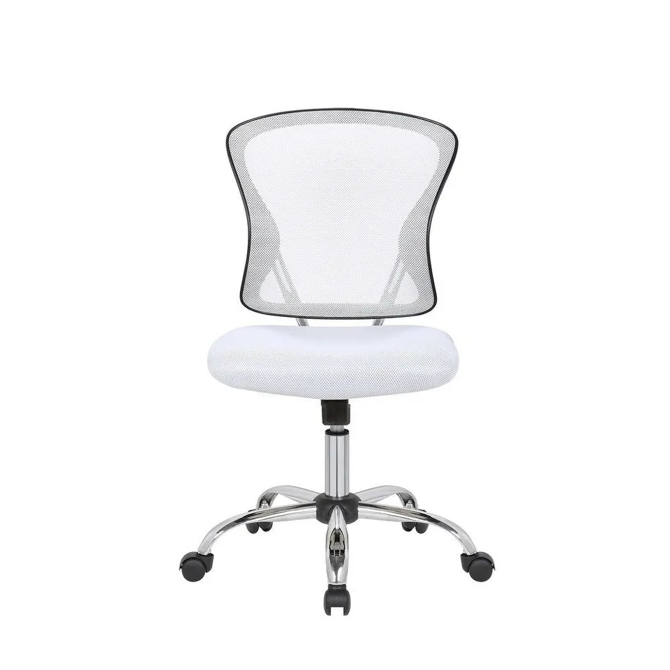BRAND NEW PORTHOS HOME CODY ARMLESS OFFICE CHAIR, MESH BACK, ADJUSTABLE HEIGHT -WHITE-