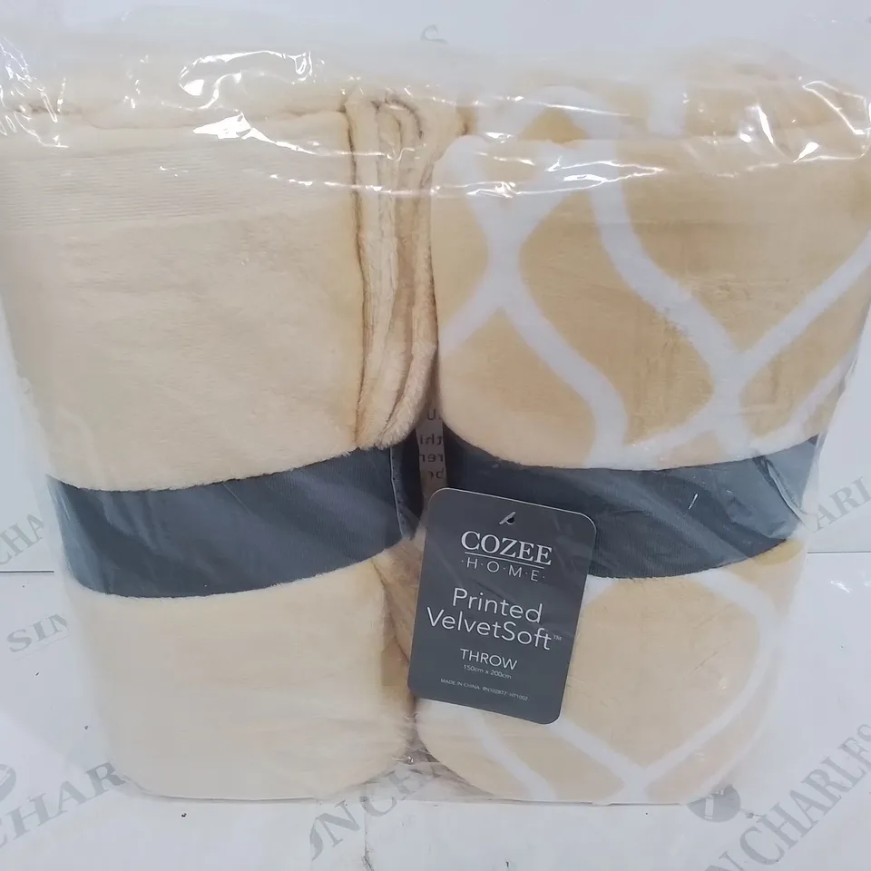 PAIR OF COZEE HOME PRINTED VELVET THROWS