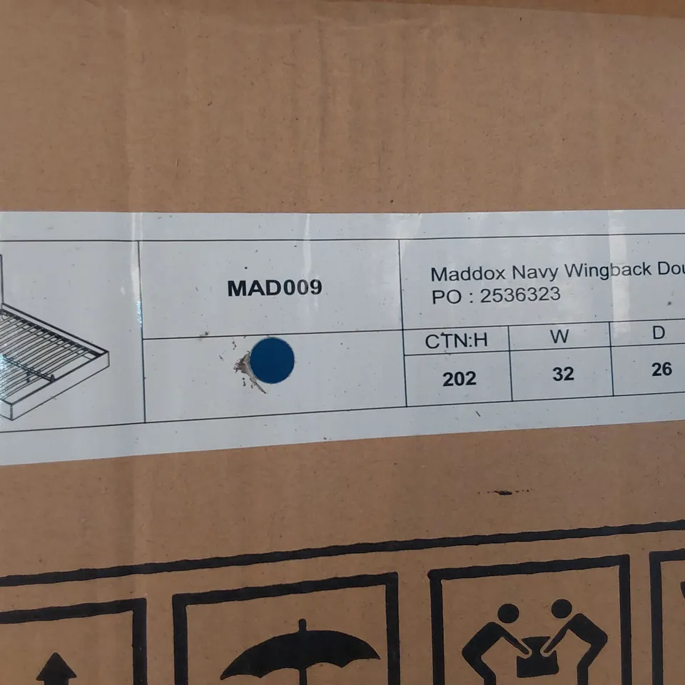 BOXED DESIGNER MADDOX BED SIDE PANELS BLUE PLUSH FABRIC ( BOX 2 of 3 only)