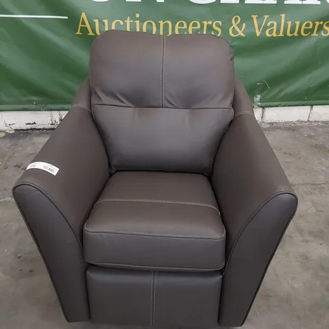 QUALITY BRITISH DESIGNER G PLAN FLINT SWIVEL CHAIR CAMBRIDGE EARTH LEATHER