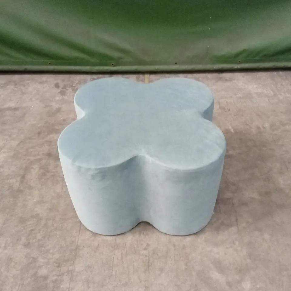 UNIQUE STATEMENT FOOTSTOOL IN BLUE VELVET