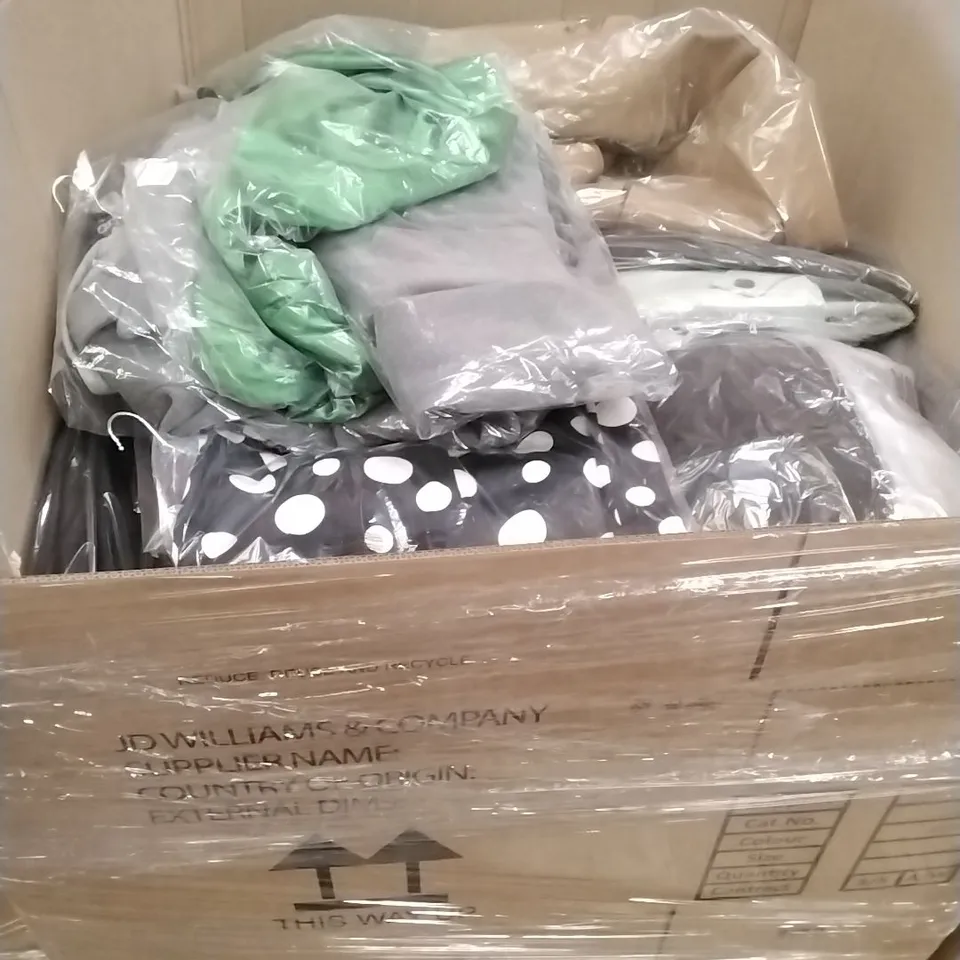 A PALLET CONTAINING APPROXIMATELY 80 BRAND NEW DESIGNER WOMEN'S CLOTHES WHICH INCLUDE; JD WILLIAMS COATS, DRESSES ETC