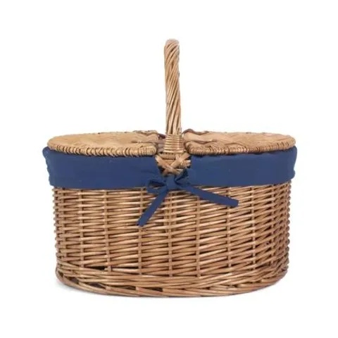 BOXED WICKER LIDDED PICNIC HAMPER BASKET