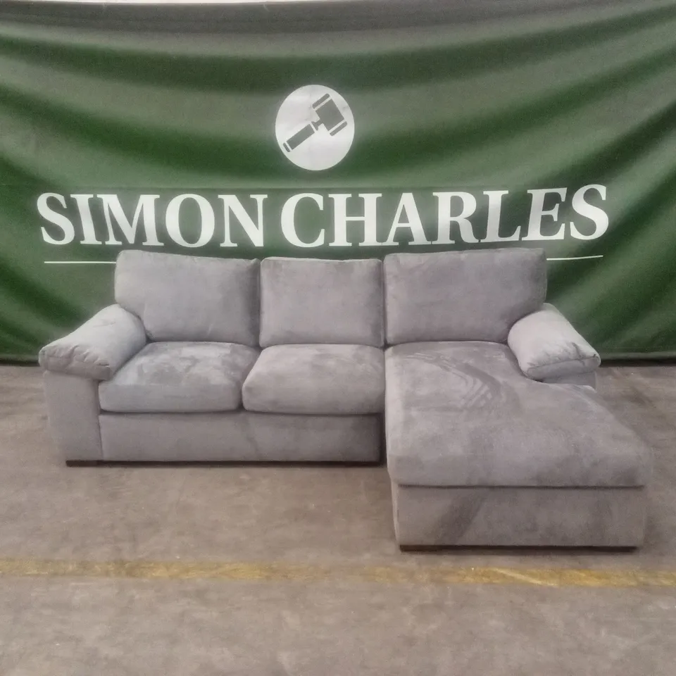 SALERNO STANDARD SEATER FABRIC RIGHT HAND CORNER CHAISE SOFA - GREY RRP £999