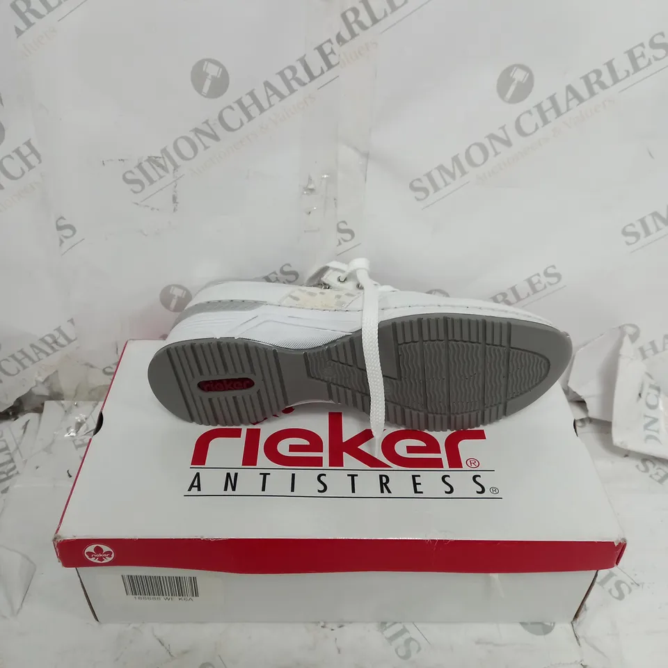 PAIR OF RIEKER LACE UP WHITE SPORT TRAINERS SIZE 6.5