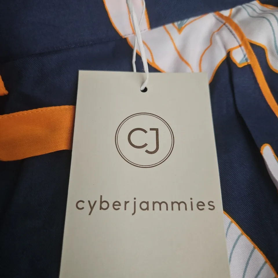 CYBERJAMMIES AUBURN NAVY FLORAL PRINT WIDE-LEG PYJAMA BOTTOMS – UK 12