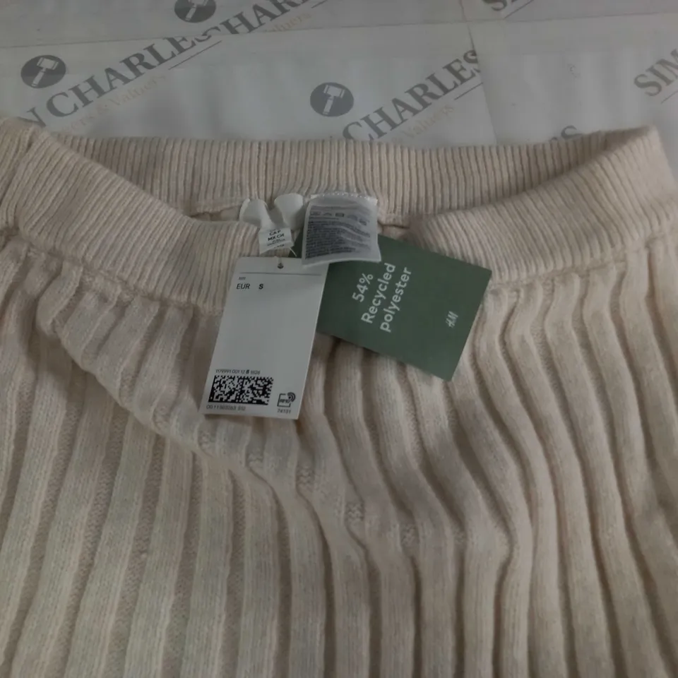H&M LONGLINE CREAM KNIT SKIRT - S