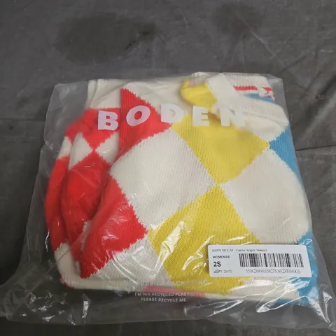 BODEN COTTON ARGYLE JUMPER – WOMEN'S, SIZE 2S, MULTI-COLOUR