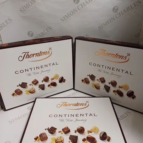 3 X THORNTON'S CONTINENTAL CHOCOLATE SELECTIONS BOXES 