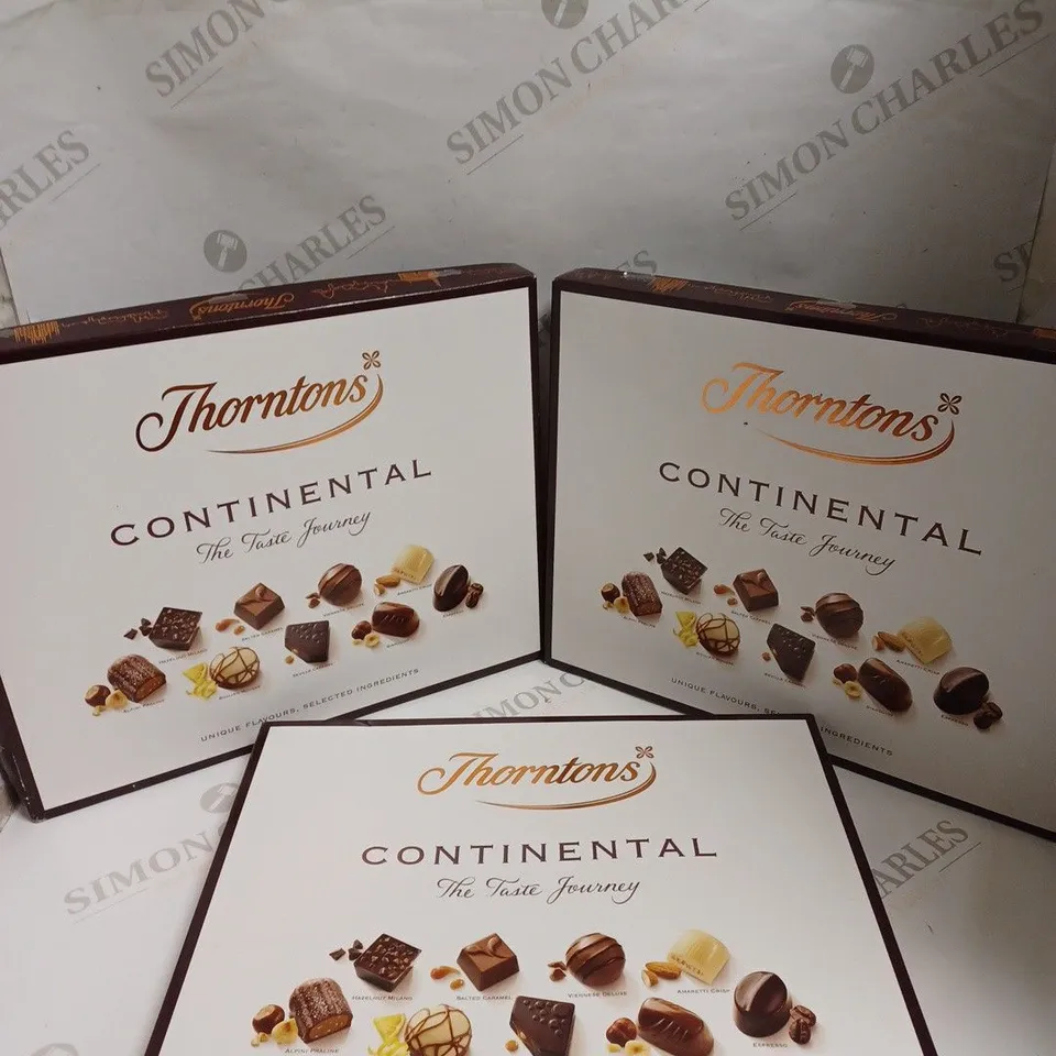 3 X THORNTON'S CONTINENTAL CHOCOLATE SELECTIONS BOXES 
