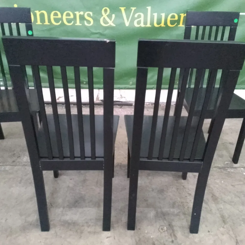 SET OF 4 OXFORD BLACK WOOD DINING CHAIRS 