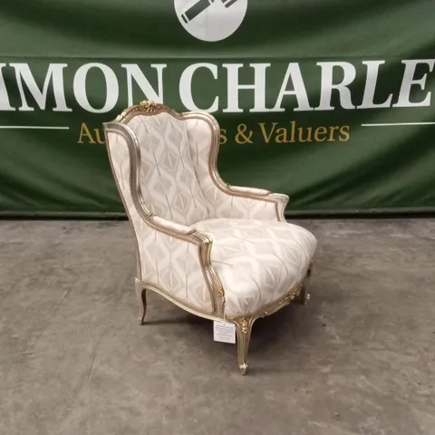 QUALITY HIGH-END DESIGNER FABRIC WINGBACK ACCENT CHAIR