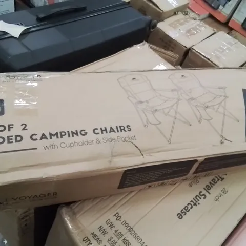 BOXED VOYAGER SET OF 2 PADDED CAMPING CHAIRS BLUE