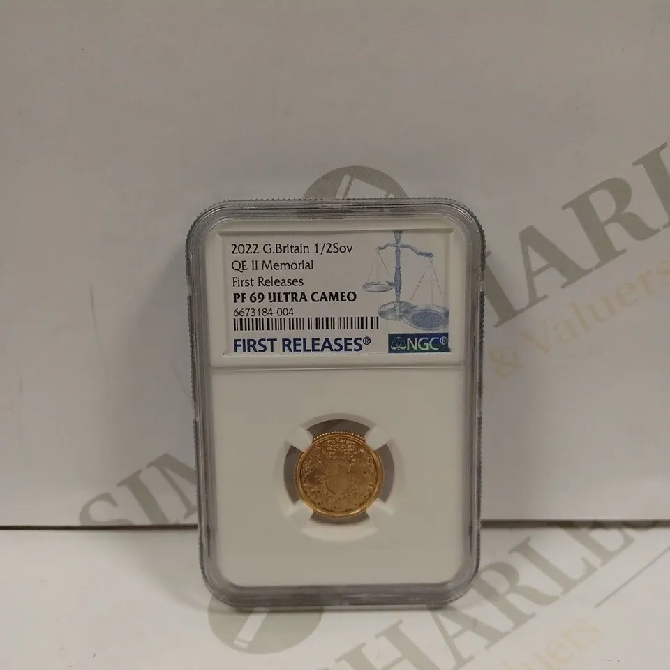 NGC 2022 G.BRITAIN 1/2 SOVEREIGN QE II MEMORIAL FIRST RELEASE PF 69 ULTRA CAMEO COIN 