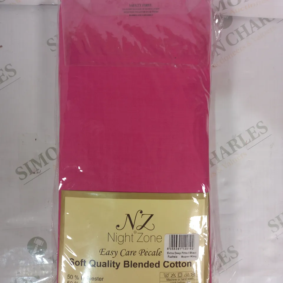 NIGHT ZONE EASY CARE PECALE SOFT QUALITY BLENDED COTTON EXTRA DEEP FITTED SHEET IN FUCHSIA - SUPERKING