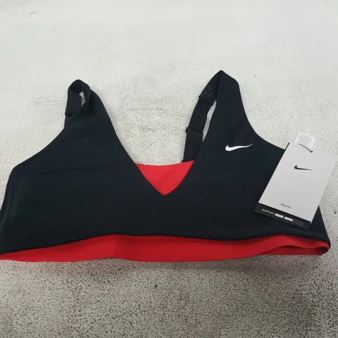 NIKE PRO WOMEN'S TRAINING SPORTS BRA – BLACK WITH RED TRIM, SIZE S