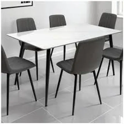BOXED WORLD FURNITURE RIGA 1.3M DINING TABLE - WHITE STONE (2 BOXES)