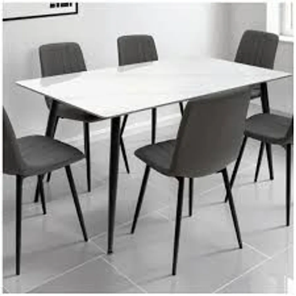 BOXED WORLD FURNITURE RIGA 1.3M DINING TABLE - WHITE STONE (2 BOXES)