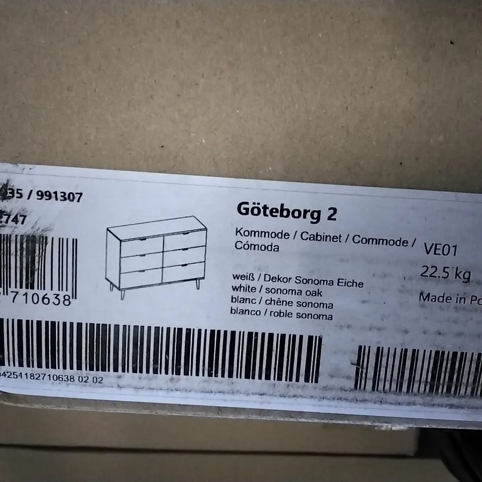 BOXED CABINET IN WHITE AND SONOMA OAK , 2 BOXES 