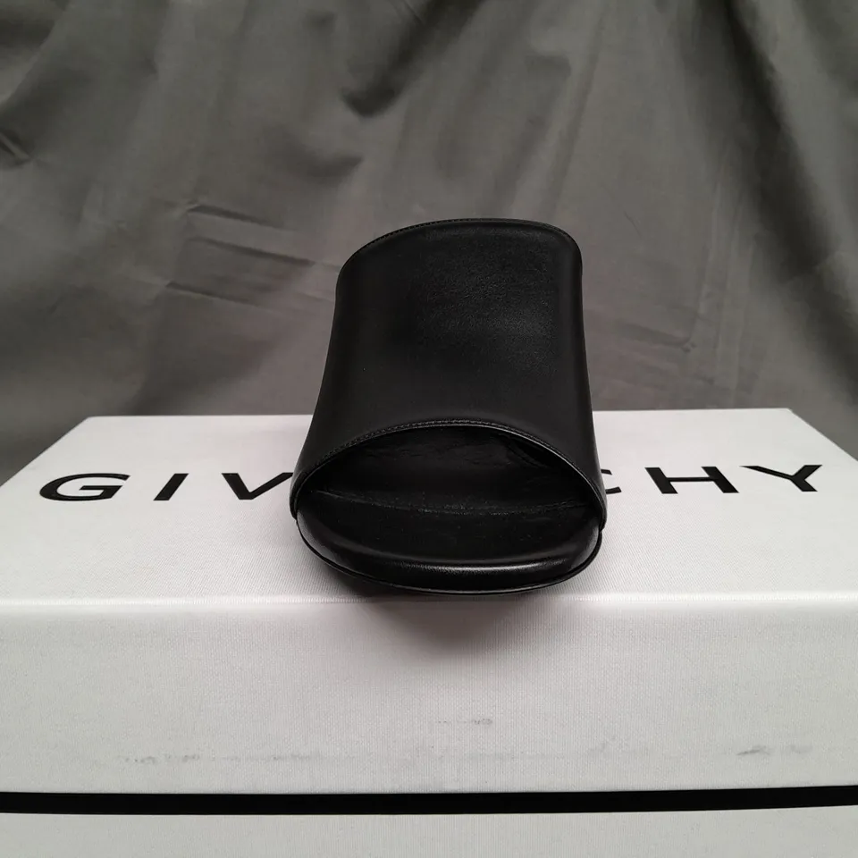 BOXED GIVENCHY G CUBE HEEL 70MM MULES IN BLACK - SIZE 40