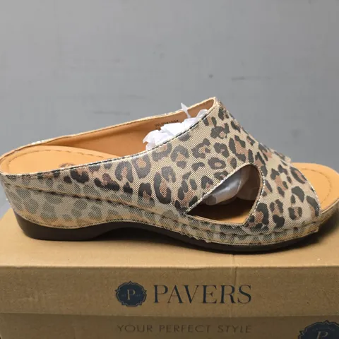 BOXED PAVERS METALLIC LEOPARD SLIP ONS  - SIZE 6 