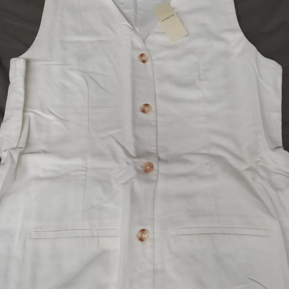 ABERCROMBIE & FITCH WAISTCOAT DRESS IN WHITE SIZE XL