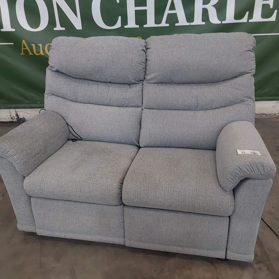 QUALITY BRITISH DESIGNER G PLAN POWER RECLINING TWO SEATER SOFA GREY FABRIC