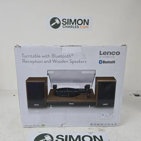 LENCO LS-100WD (V2) TURNTABLE WITH BLUETOOTH, WOODEN SPEAKERS – BOXED