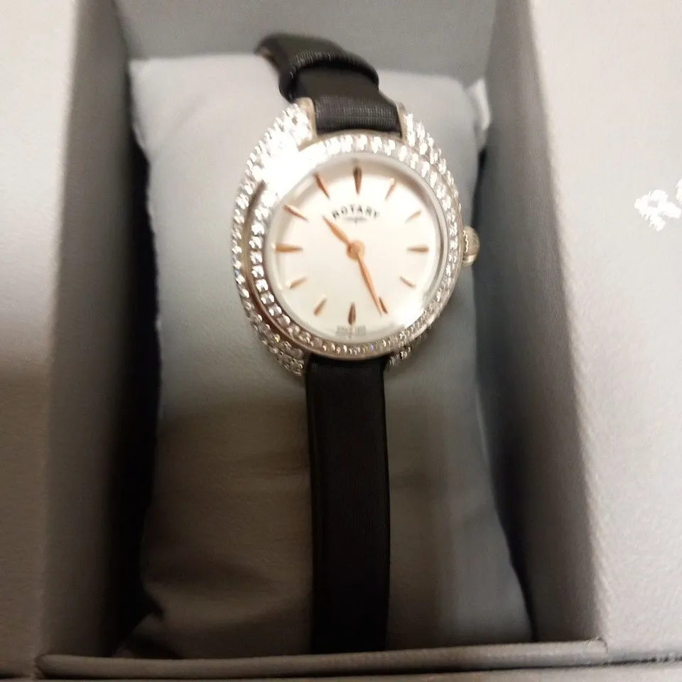 BOXED ROTARY PETITE BLACK LADIES WRIST WATCH