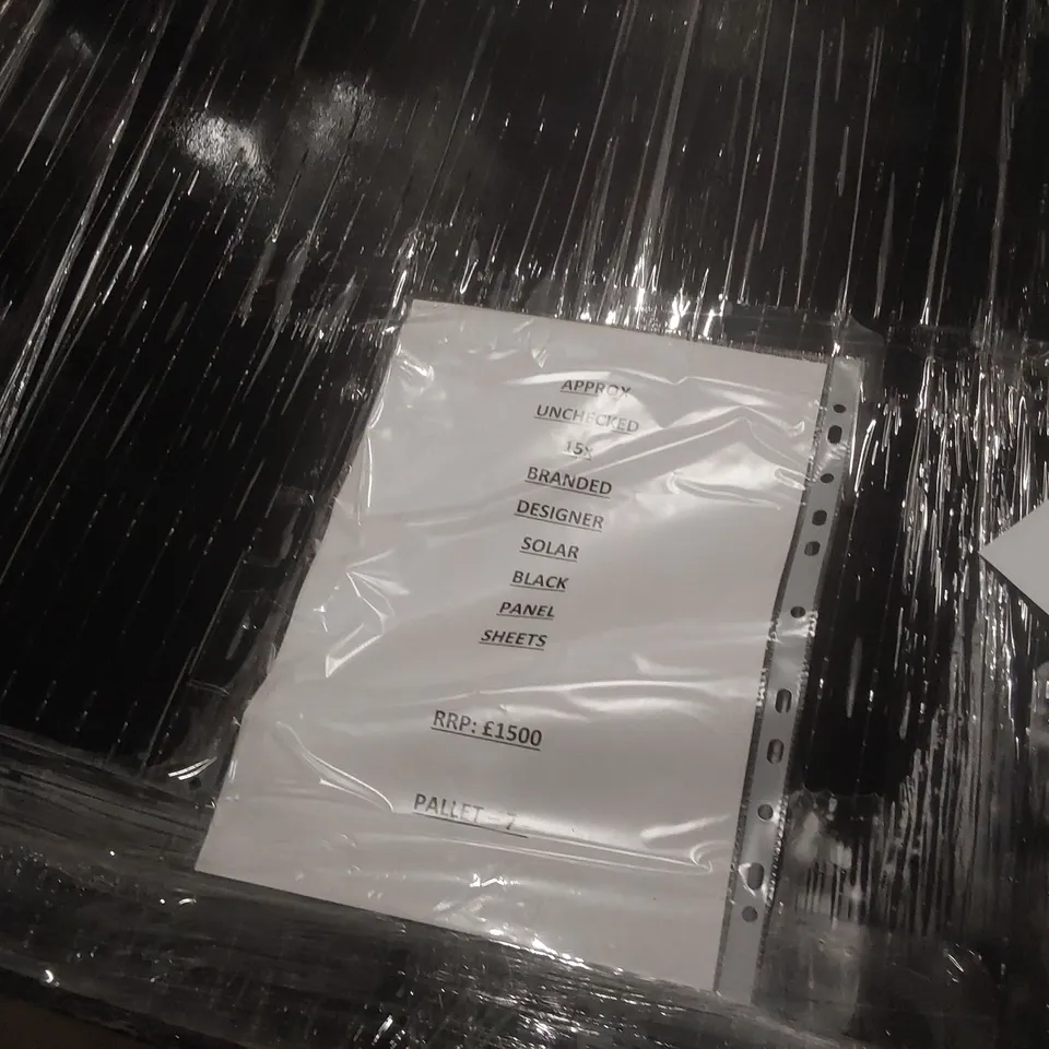 PALLET CONTAINING APPROXIMATELY 15x BRANDED DESIGNER SOLAR BACK PANEL SHEETS
