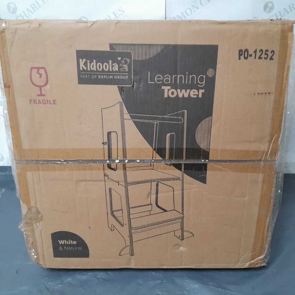 BOXED KIDOOLA LEARNING TOWER - WHITE & NATURAL