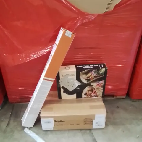 PALLET OF ASSORTED HOUSEHOLD GOODS AND PRODUCTS TO INCLUDE;TORTILLA,PRESS MACHINE,RETRACTABLE SAFETY GATE