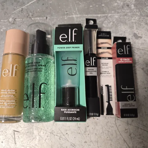 LOT OF 5 ASSORTED E.L.F BEAUTY ITEMS TO INCLUDE LIQUID FILLER AND POWER GRIP PRIMER