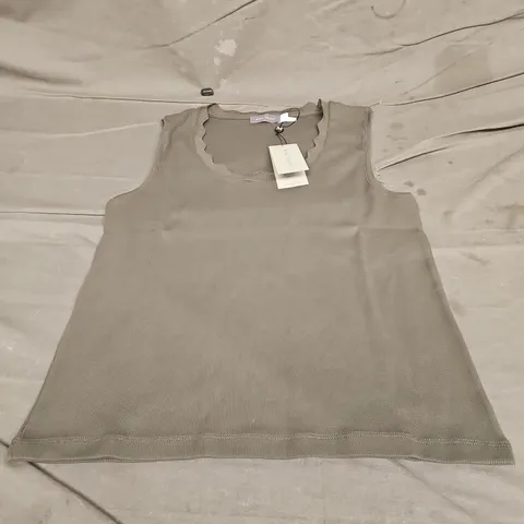MINT VELVET SCALLOP VEST IN KHAKI SIZE XL