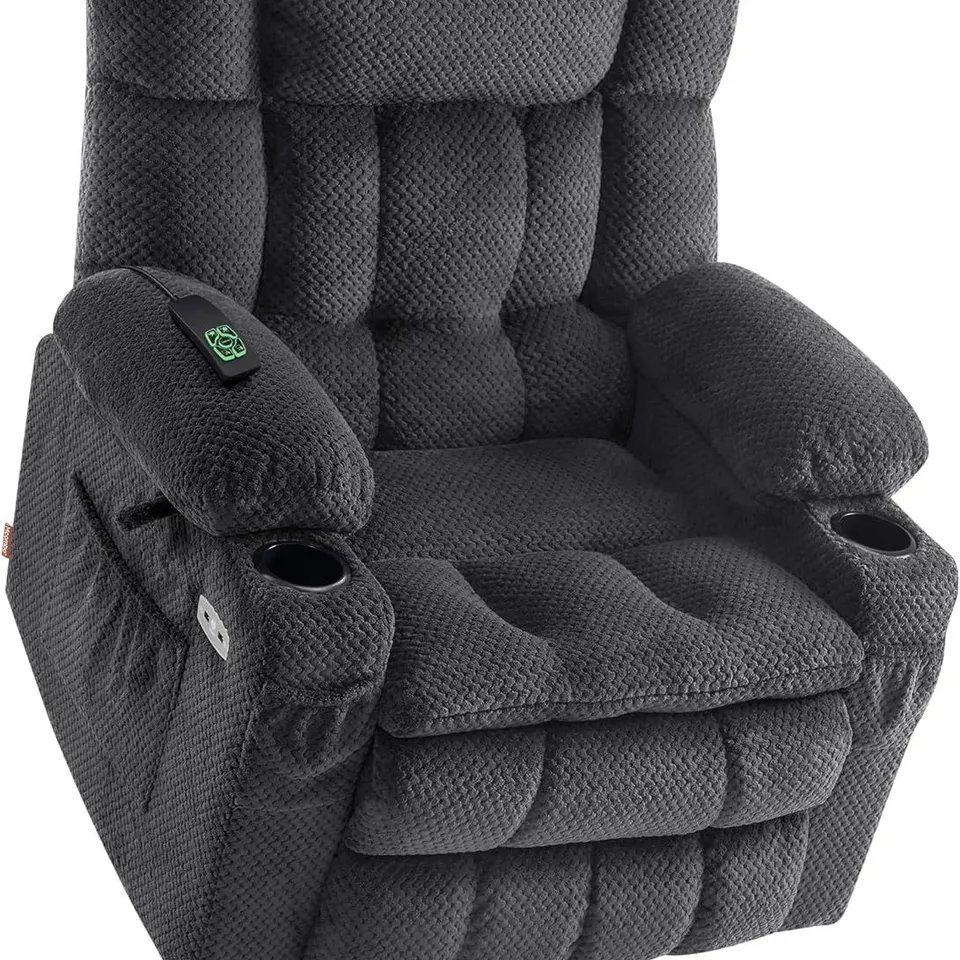 BOXED MCOMBO DUAL MOTOR RISER RECLINER CHAIRS FOR ELDERLY, ELECTRIC POWER LIFT RECLINER FOR LIVING ROOM, INFINITE POSITION, HEAT & MASSAGE, EXTENDED FOOTREST, USB PORTS, FABRIC 7890 (DARK GREY, MEDIUM
