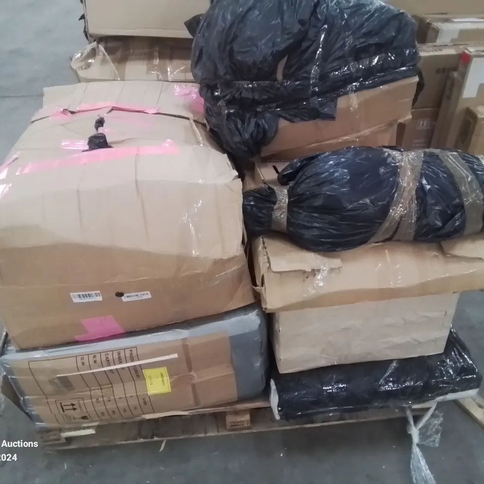 PALLET CONTAINING VARIOUS INCOMPLETE BOXED FURNITURE PARTS AND OTHER HOUSEHOLD ITEMS ETC.