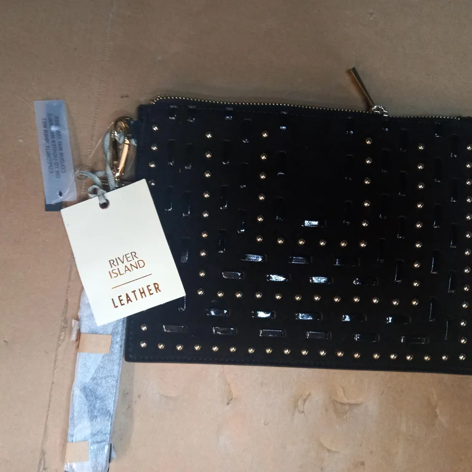 RIVER ISLAND LEATHER BAG IN BLACK