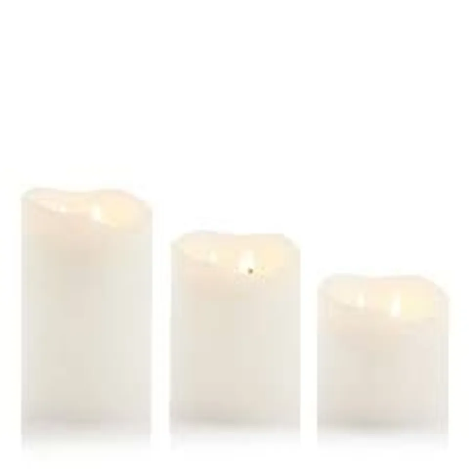 HOME STORIES SET OF 3 LARGE FLAMELESS WAX CANDLES