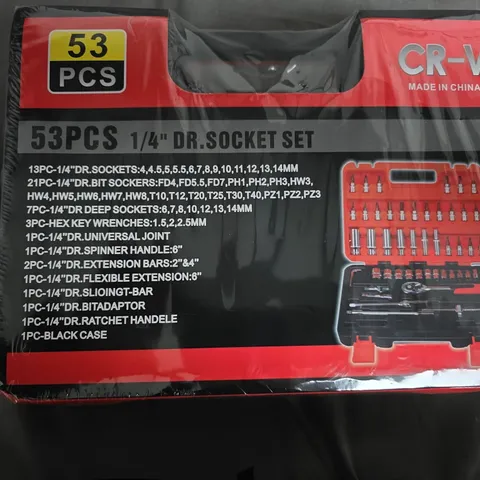 53-Piece 1/4 in Drive Socket Set (CR-V) in Red/Black Case – Made in China