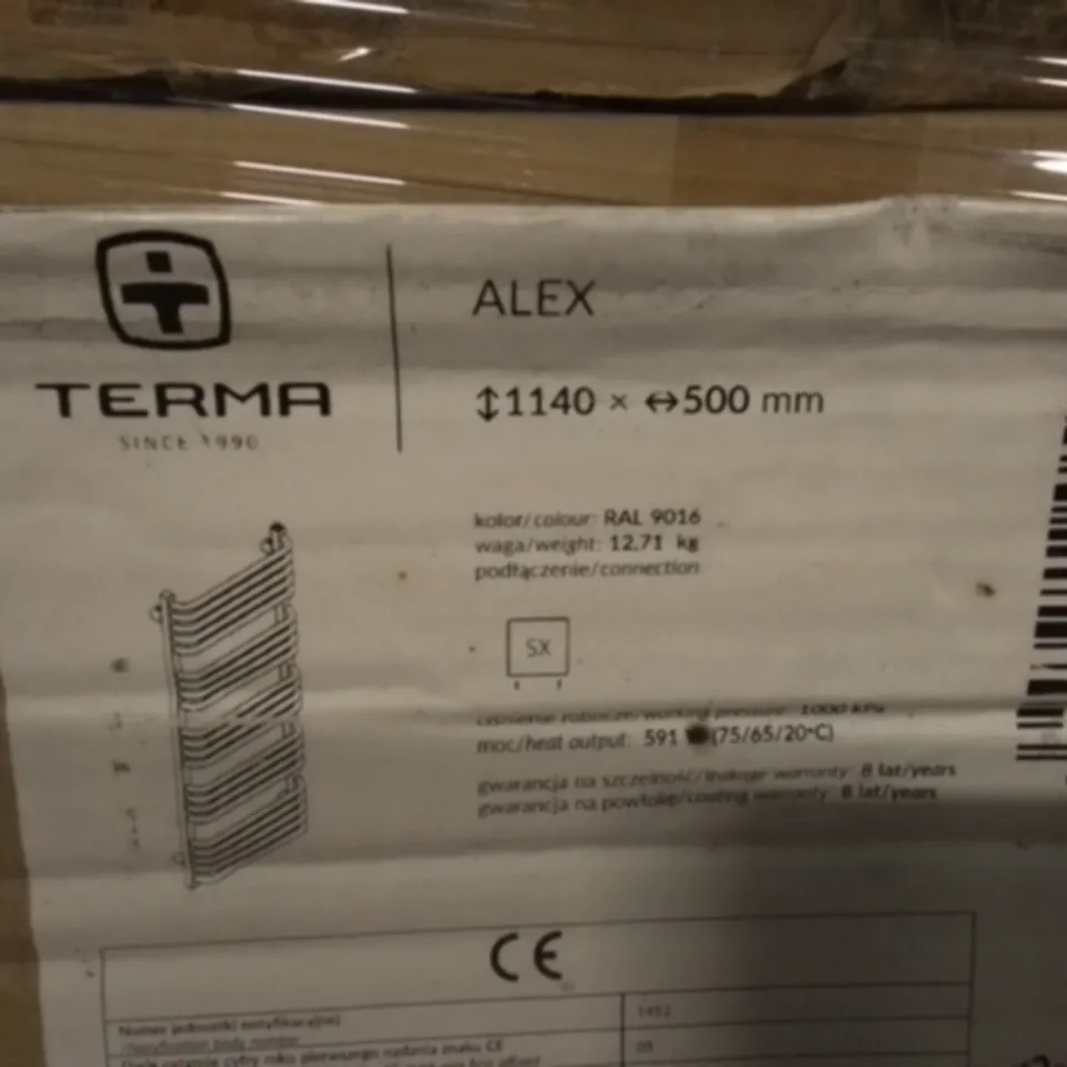 TERMA ALEX 1140X500MM RADIATOR - WHITE