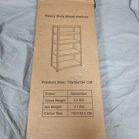 HEAVY DUTY METAL SHELVES - BOXED STORAGE SHELVING UNIT (70X30X154 CM)
