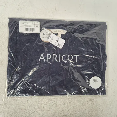 BAGGED APRICOT FINE RIB RUFFLE TEE IN NAVY SIZE UK 14