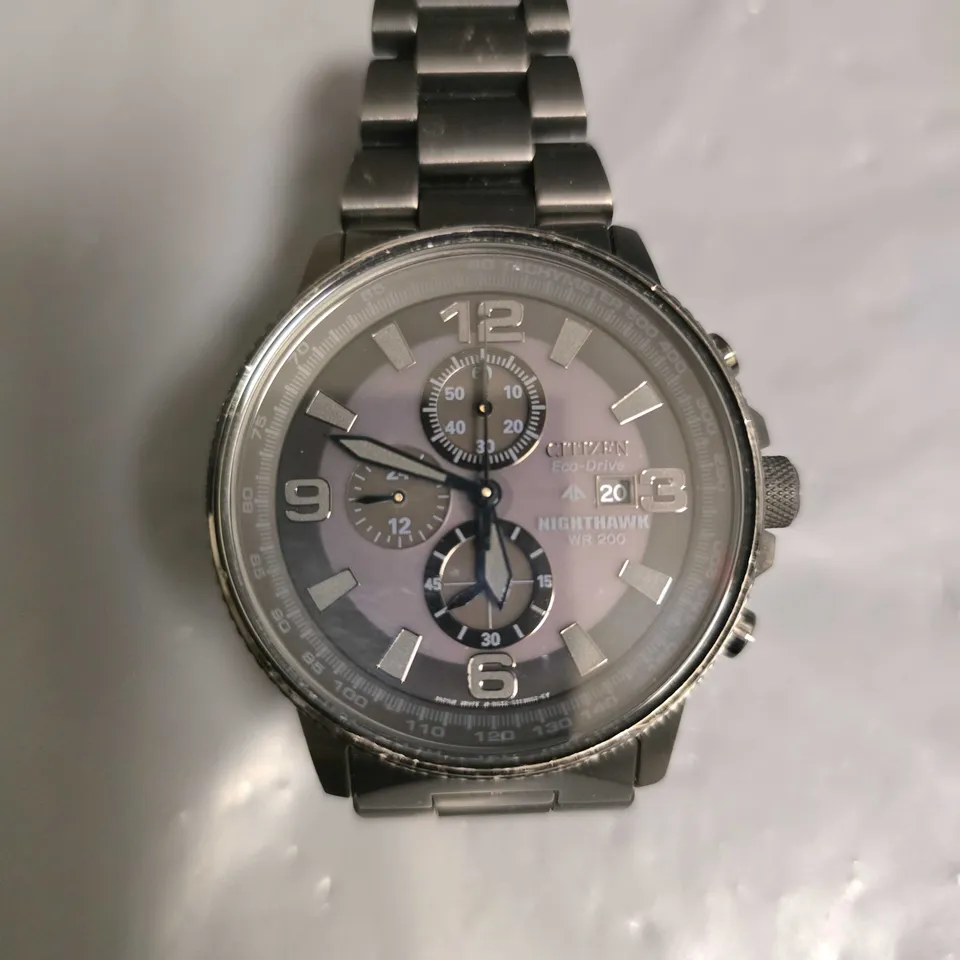 UNBOXED CITIZEN ECO-DRIVE NIGHTHAWK BLACK DIAL MENS CHRONOGRAPH WATCH 