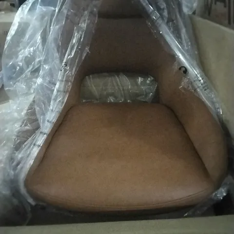 BOXED SWIVEL CHAIR BROWN FAUX LEATHER