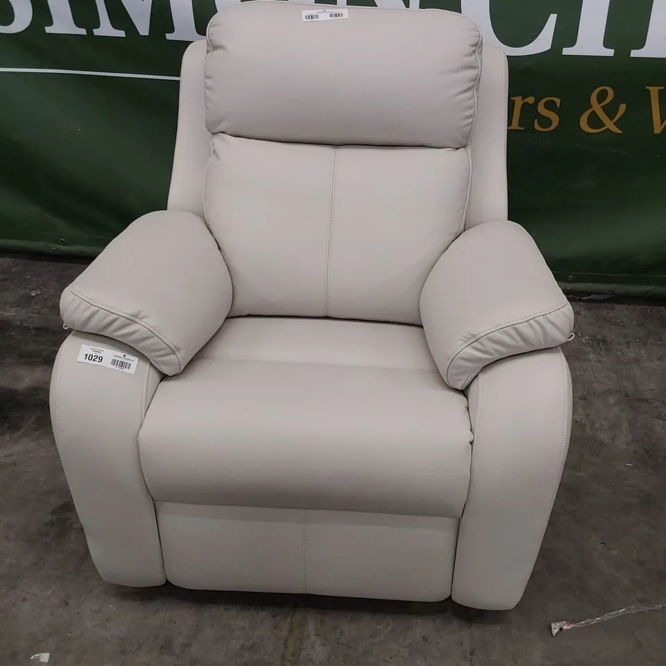 QUALITY BRITISH DESIGNER G PLAN KINGSBURY EASY CHAIR CAMBRIDGE CHALK LEATHER 