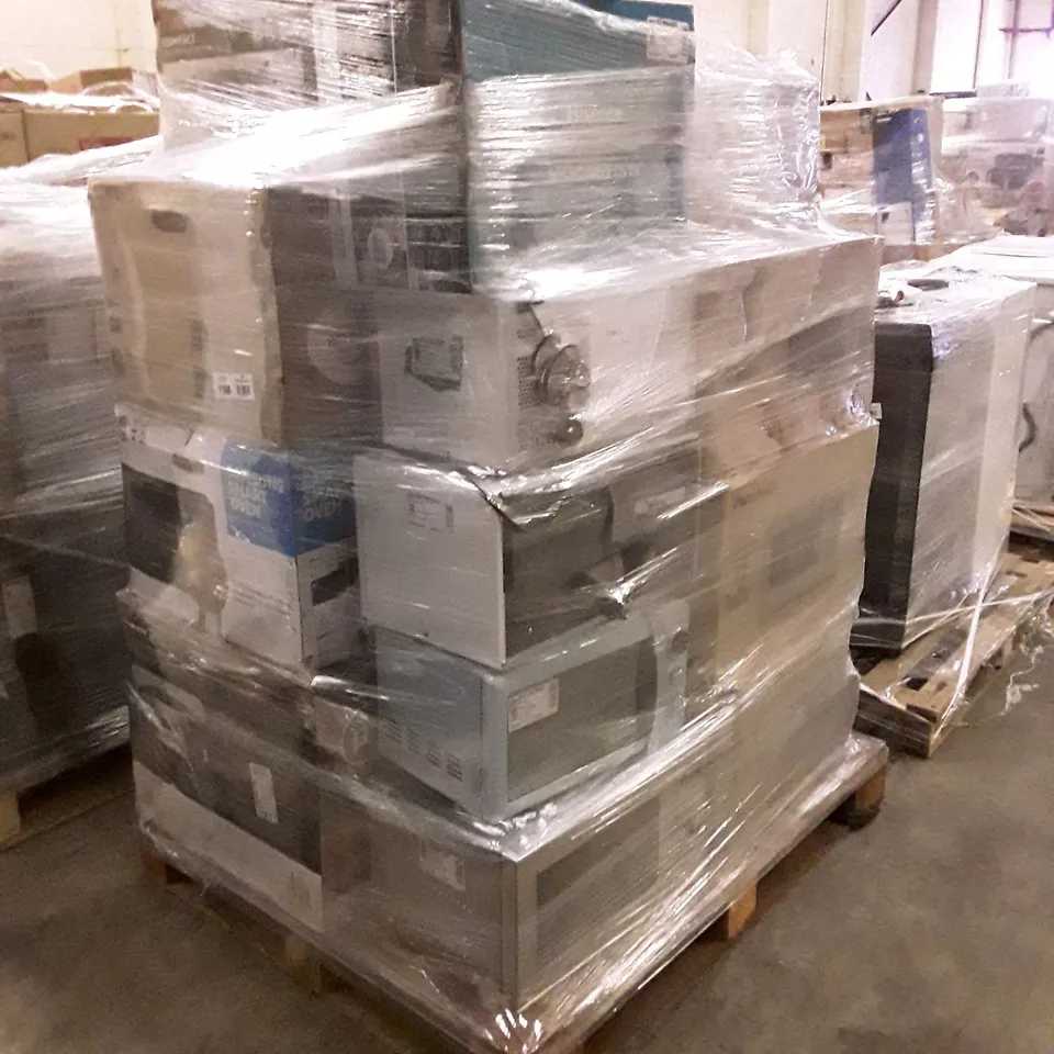 PALLET OF APPROXIMATELY 17 UNPROCESSED RAW RETURN MICROWAVE OVENS TO INCLUDE;