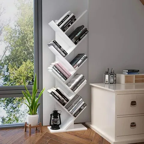 BOXED TROY H127CM X W40CM GEOMETRIC BOOKCASE WHITE (1 BOX)