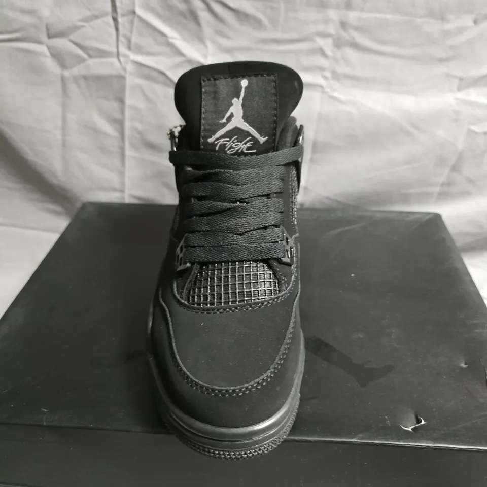 BOXED PAIRO OF AIR JORDAN 4 RETRO ALL-BLACK SNEAKERS – MEN’S US 8 (UK 5.5)